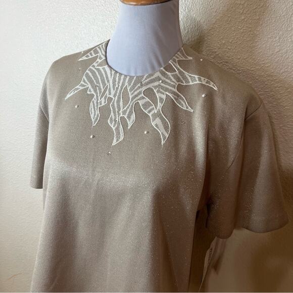 Vintage Deadstock | Peter Popovitch shimmer short sleeve blouse NEW MEDIUM - Picture 2 of 7
